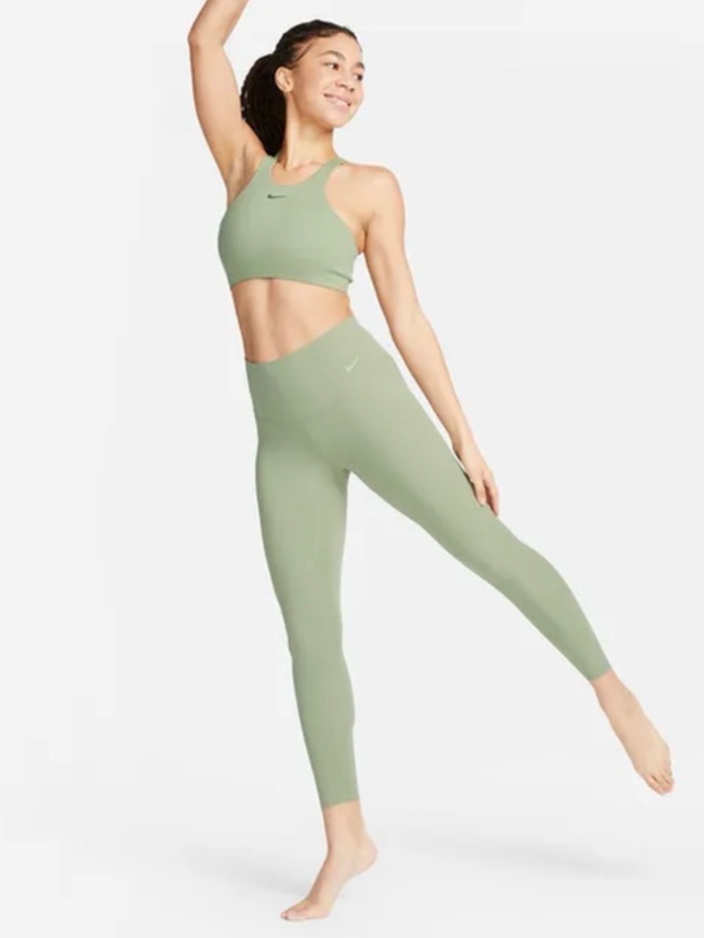 Nike Women’s Zenvy Dryfit HR Green Leggings Large NWT